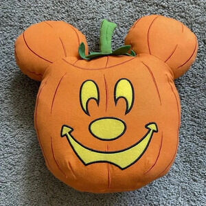 Disney Happy Halloween Mickey Mouse Pumpkin‎ Jack O Lantern Plush 12x13.5x5in.